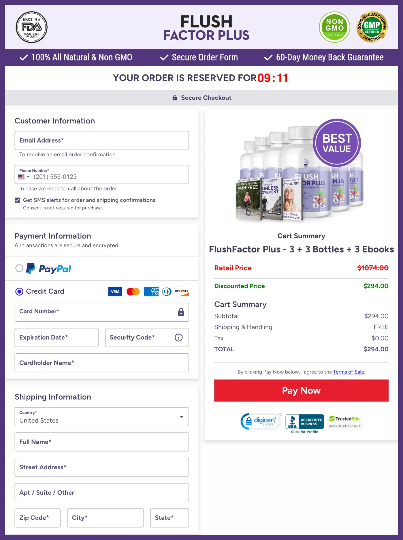 Flush Factor Plus Official Website Secure Order Page